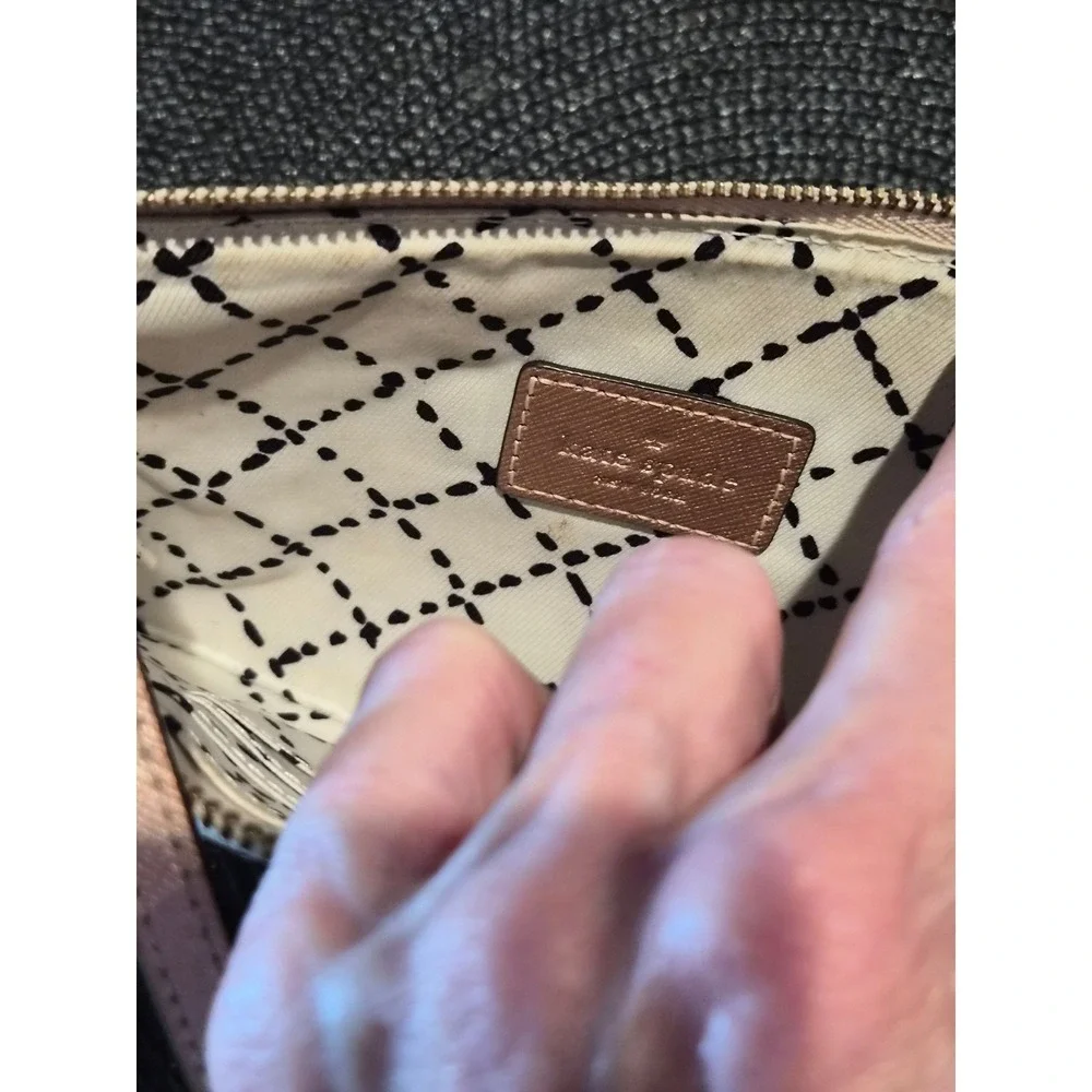 Kate Spade Rose Gold Saffiano Leather Wristlet Clutch Bag Metallic Pink Pouch - Picture 8 of 9